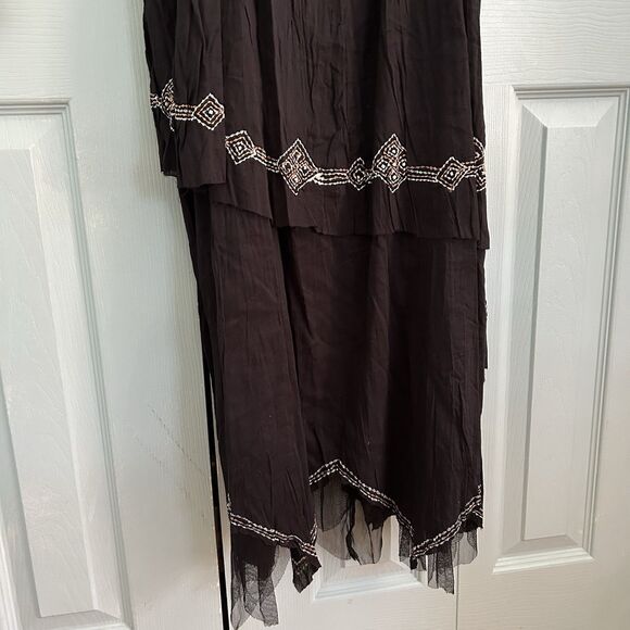 Glamor Angel Bohemian Witchy Black Maxi Dress Medium Whimsigoth Fairygrunge - Picture 7 of 11